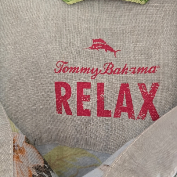 Tommy Bahama Light Blue Floral Hibiscus Long Sleeve Linen Blend Shirt - Picture 3 of 4